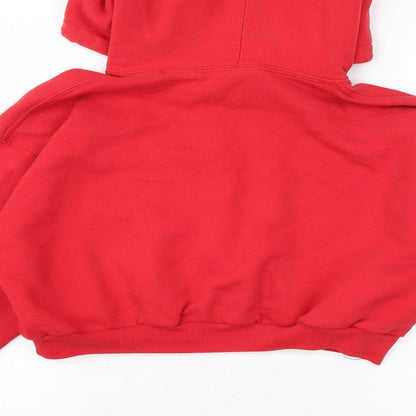 Gildan Womens Red Cotton Pullover Hoodie Size M Pullover - Cropped