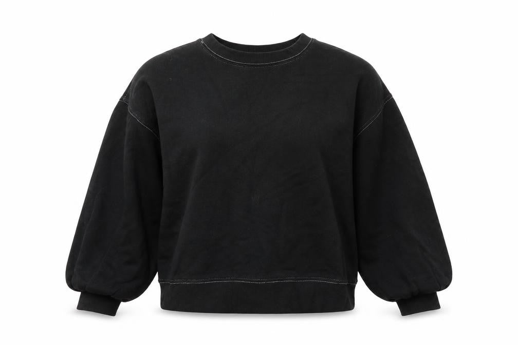 Front view of Missguided women’s black polyester pullover sweatshirt, size UK 8, pullover