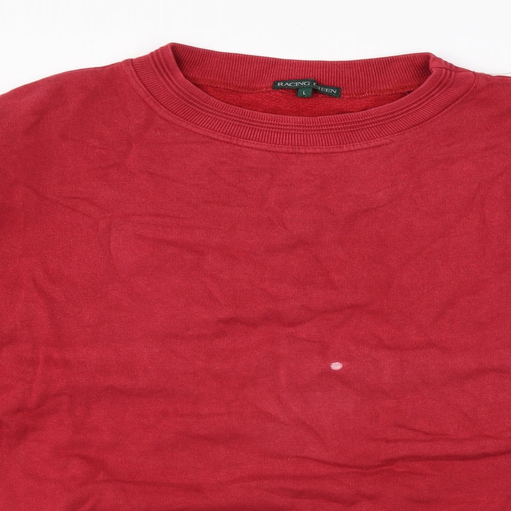 Mens UK Size L Racing Green Red Pullover Sweatshirt