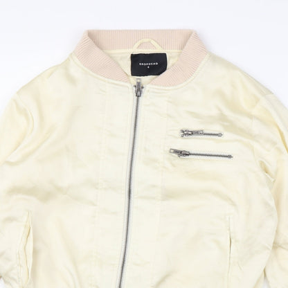 Drop Dead Womens Beige Bomber Jacket Jacket Size 8 Zip