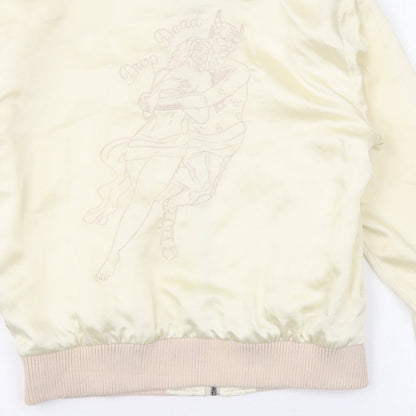 Drop Dead Womens Beige Bomber Jacket Jacket Size 8 Zip