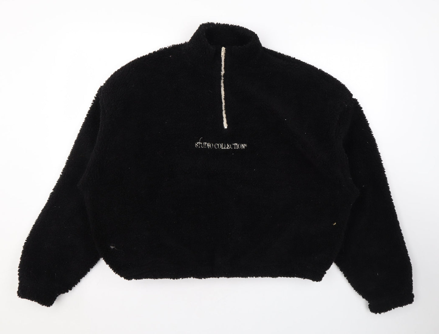 Boohoo Womens Black Overcoat Coat Size L Zip