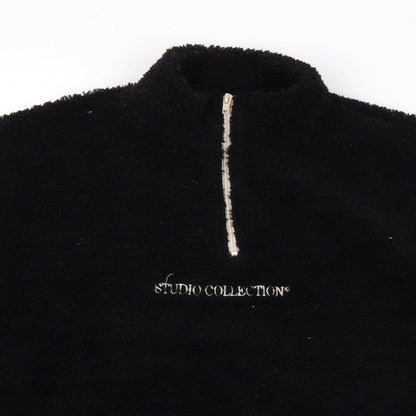 Boohoo Womens Black Overcoat Coat Size L Zip