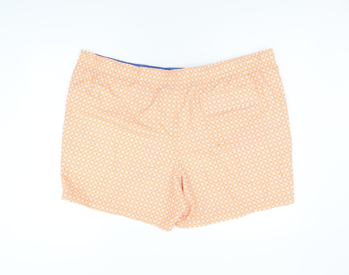Marks and Spencer Mens Orange Geometric Polyester Bermuda Shorts Size 3XL Regular Drawstring - Swim Shorts