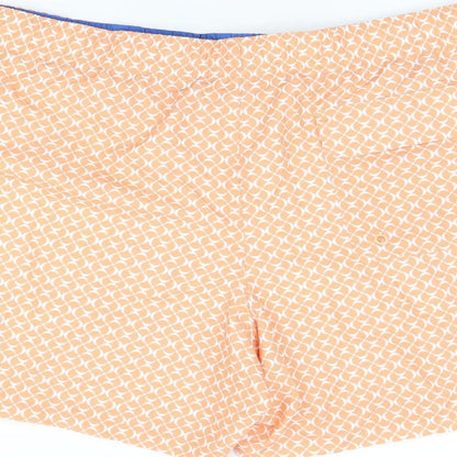 Marks and Spencer Mens Orange Geometric Polyester Bermuda Shorts Size 3XL Regular Drawstring - Swim Shorts