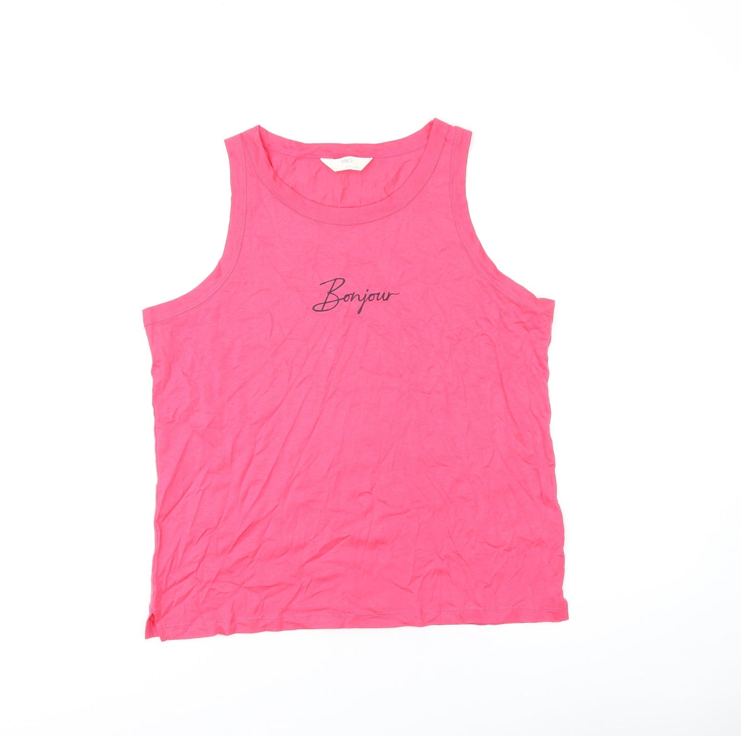 Womens UK Size L Marks and Spencer Pink Basic Tank