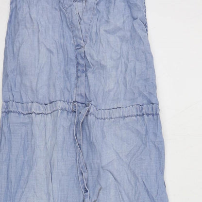 H&M Womens Blue Lyocell Shift Size S V-Neck Drawstring - Pockets