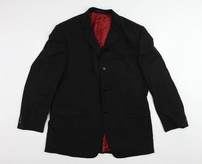 Lino Verra Mens Black Striped Polyester Jacket Suit Jacket Size 46 Regular