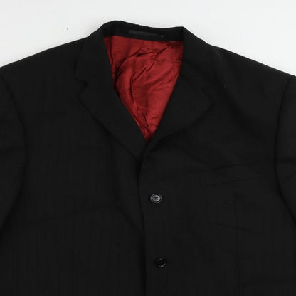 Lino Verra Mens Black Striped Polyester Jacket Suit Jacket Size 46 Regular