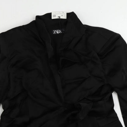 Zara Womens Black Jacket Blazer Size L Button
