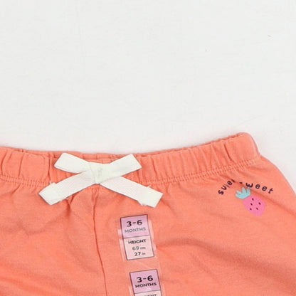 Marks and Spencer Baby Pink Cotton Cropped Trousers Size 3-6 Months Drawstring