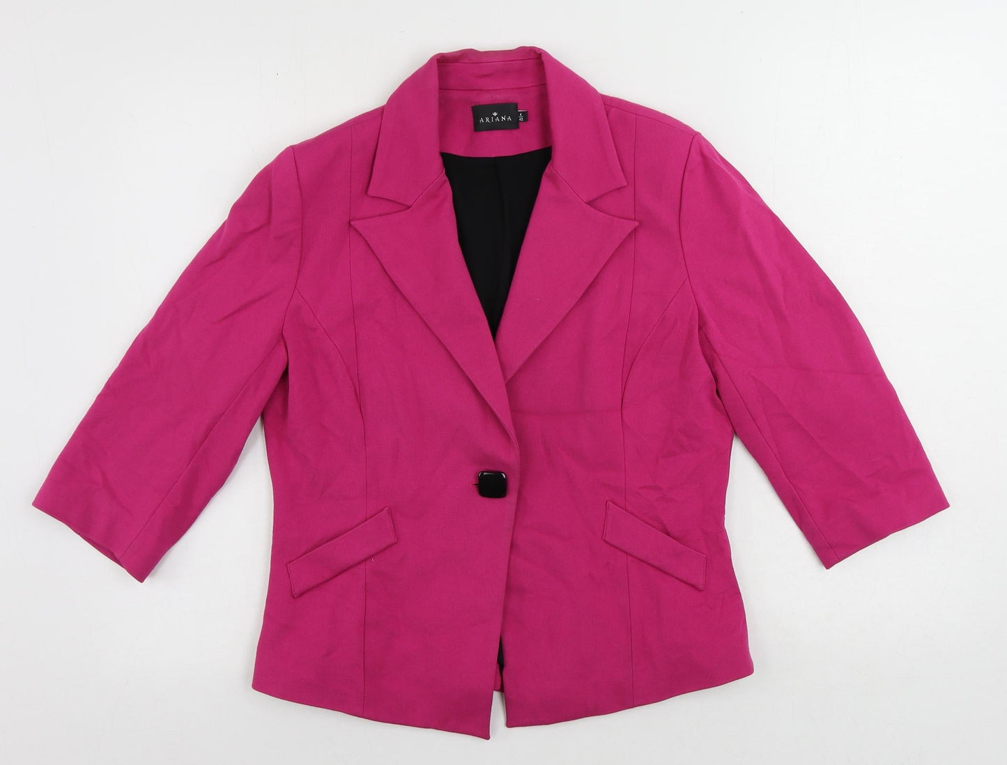 Ariana Womens Pink Jacket Blazer Size 14 Button