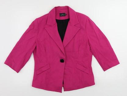 Ariana Womens Pink Jacket Blazer Size 14 Button