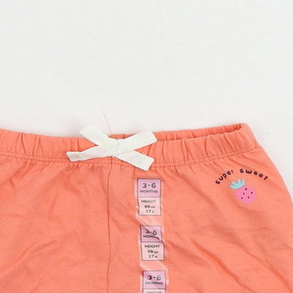 Marks and Spencer Baby Pink Cotton Cropped Trousers Size 3-6 Months Drawstring