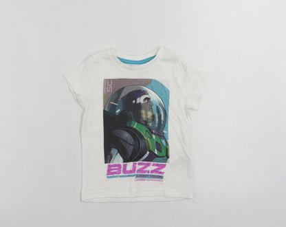Marks and Spencer Baby White Cotton Pullover T-Shirt Size 18-24 Months Crew Neck Pullover - Disney Lightyear