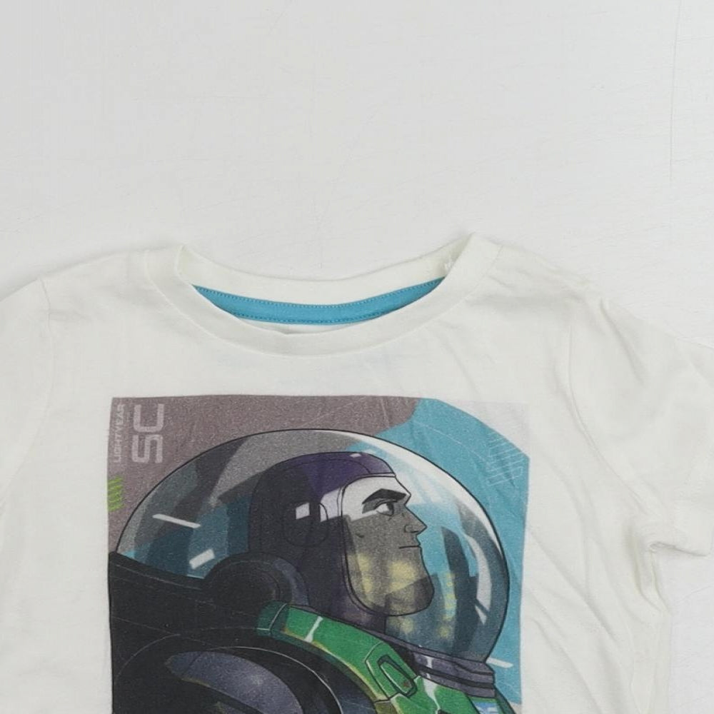 Marks and Spencer Baby White Cotton Pullover T-Shirt Size 18-24 Months Crew Neck Pullover - Disney Lightyear
