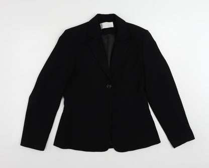 AMARANTO Womens Black Striped Jacket Blazer Size 12 Button