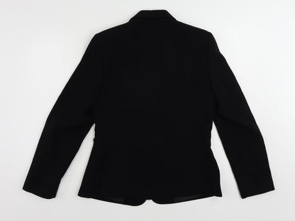 AMARANTO Womens Black Striped Jacket Blazer Size 12 Button