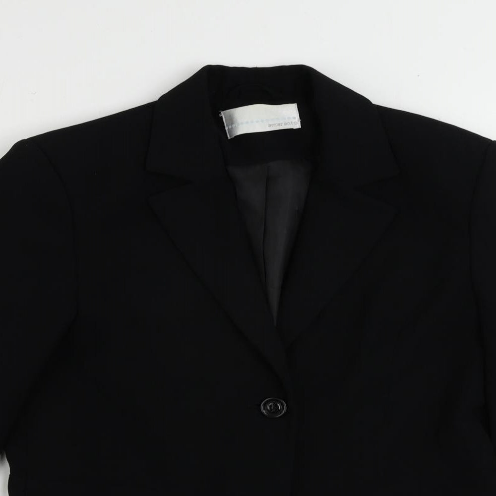 AMARANTO Womens Black Striped Jacket Blazer Size 12 Button