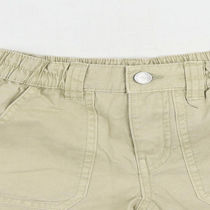 Marks and Spencer Girls Beige Cotton Chino Shorts Size 6-7 Years Regular Zip - Pockets