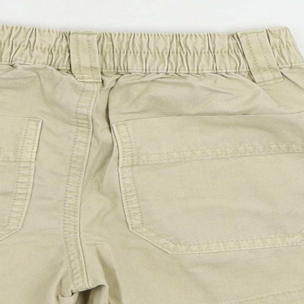 Marks and Spencer Girls Beige Cotton Chino Shorts Size 6-7 Years Regular Zip - Pockets