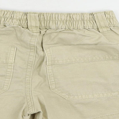 Marks and Spencer Girls Beige Cotton Chino Shorts Size 6-7 Years Regular Zip - Pockets