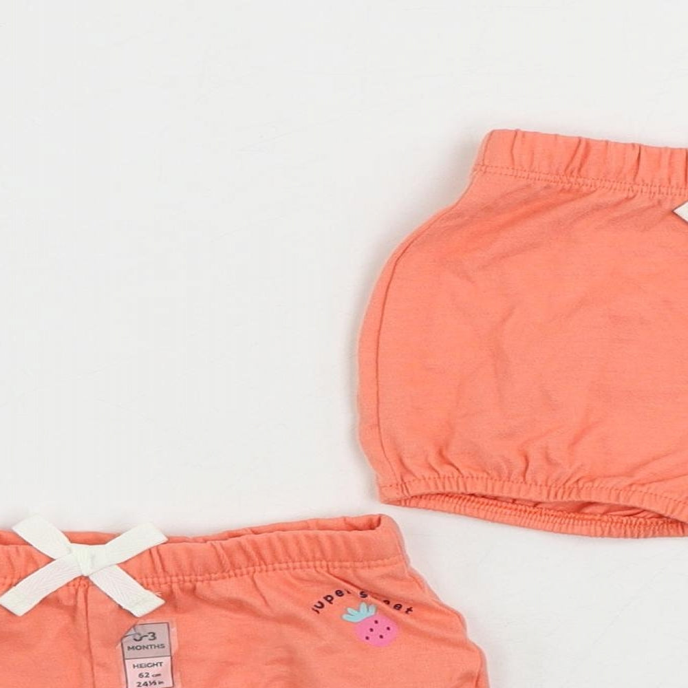 Marks and Spencer Baby Pink Cotton Shorts Set Outfit/Set Size 0-3 Months