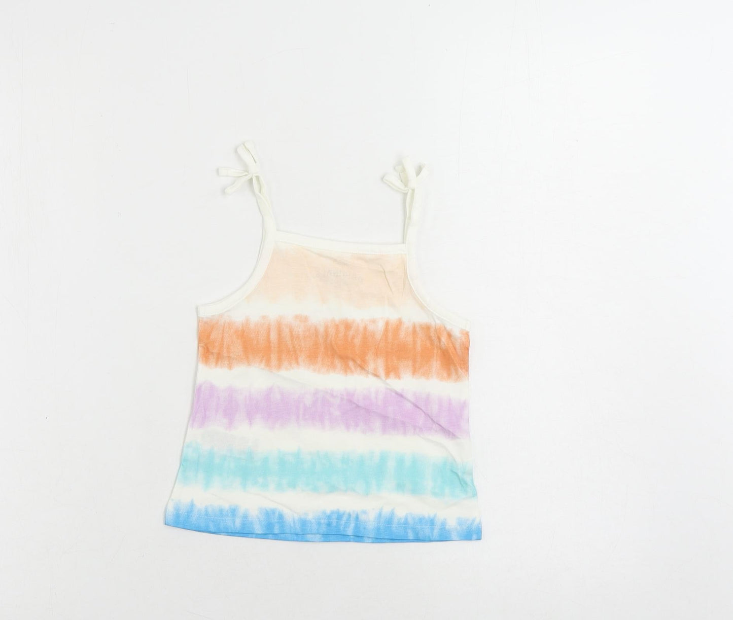 Marks and Spencer Girls Multicoloured Striped Cotton Camisole Tank Size 2-3 Years Square Neck Pullover - Tie Dye