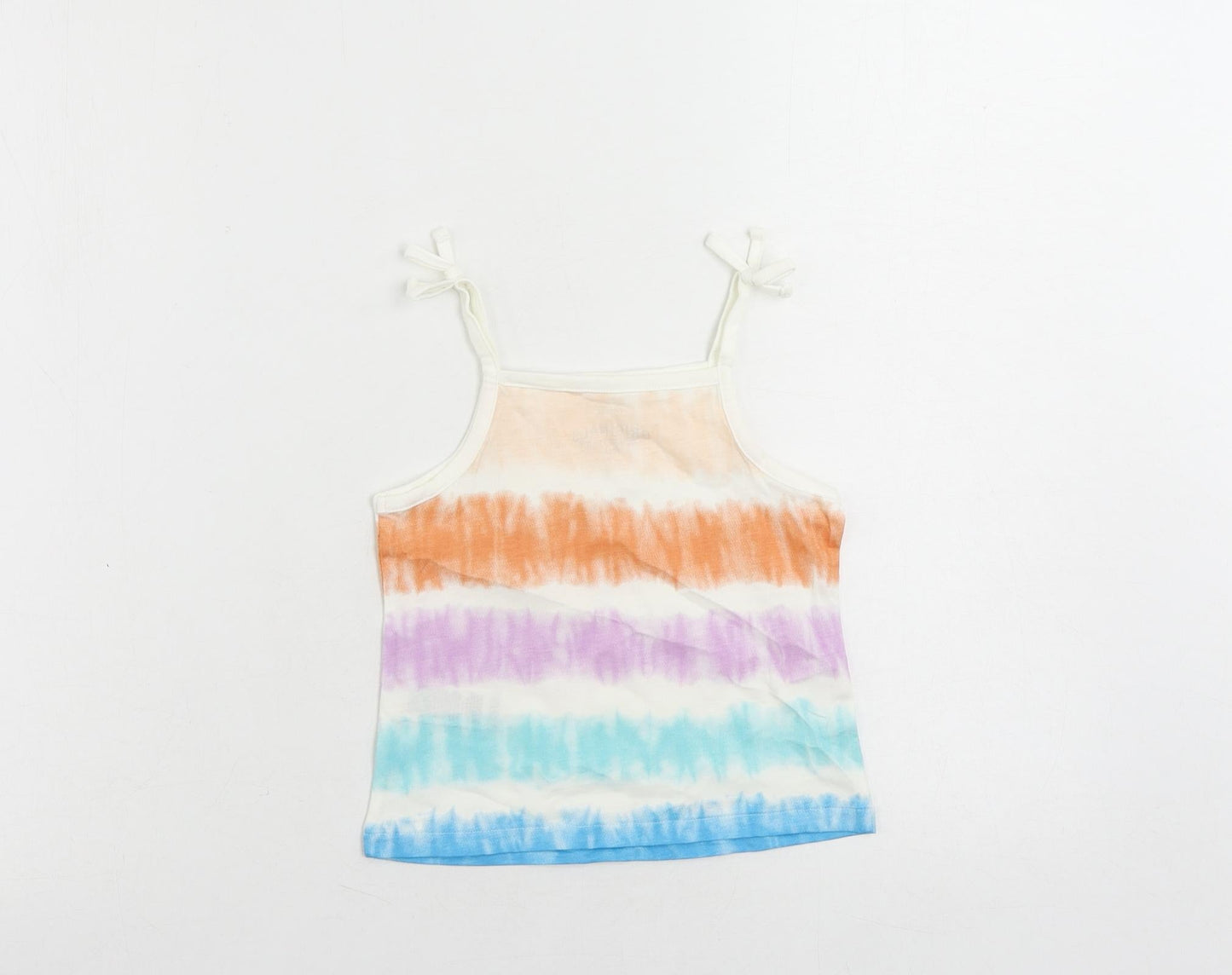 Marks and Spencer Girls Multicoloured Striped Cotton Camisole Tank Size 2-3 Years Square Neck Pullover