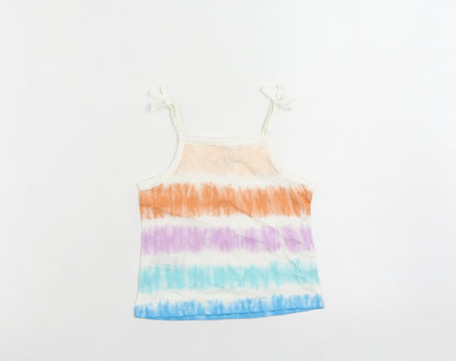 Marks and Spencer Girls Multicoloured Striped Cotton Camisole Tank Size 2-3 Years Square Neck Pullover