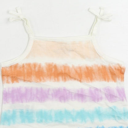 Marks and Spencer Girls Multicoloured Striped Cotton Camisole Tank Size 2-3 Years Square Neck Pullover
