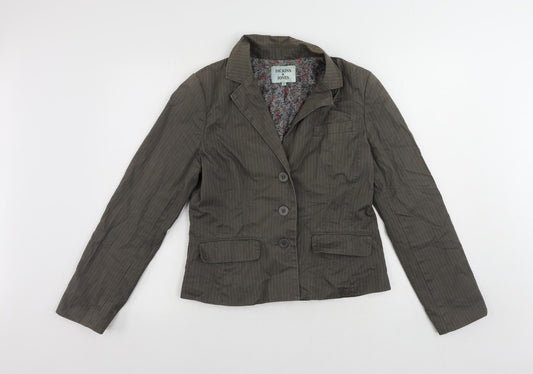 Dickins & Jones Womens Grey Striped Jacket Blazer Size 12 Button