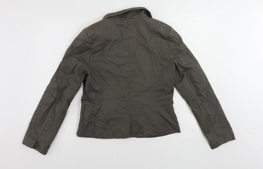 Dickins & Jones Womens Grey Striped Jacket Blazer Size 12 Button