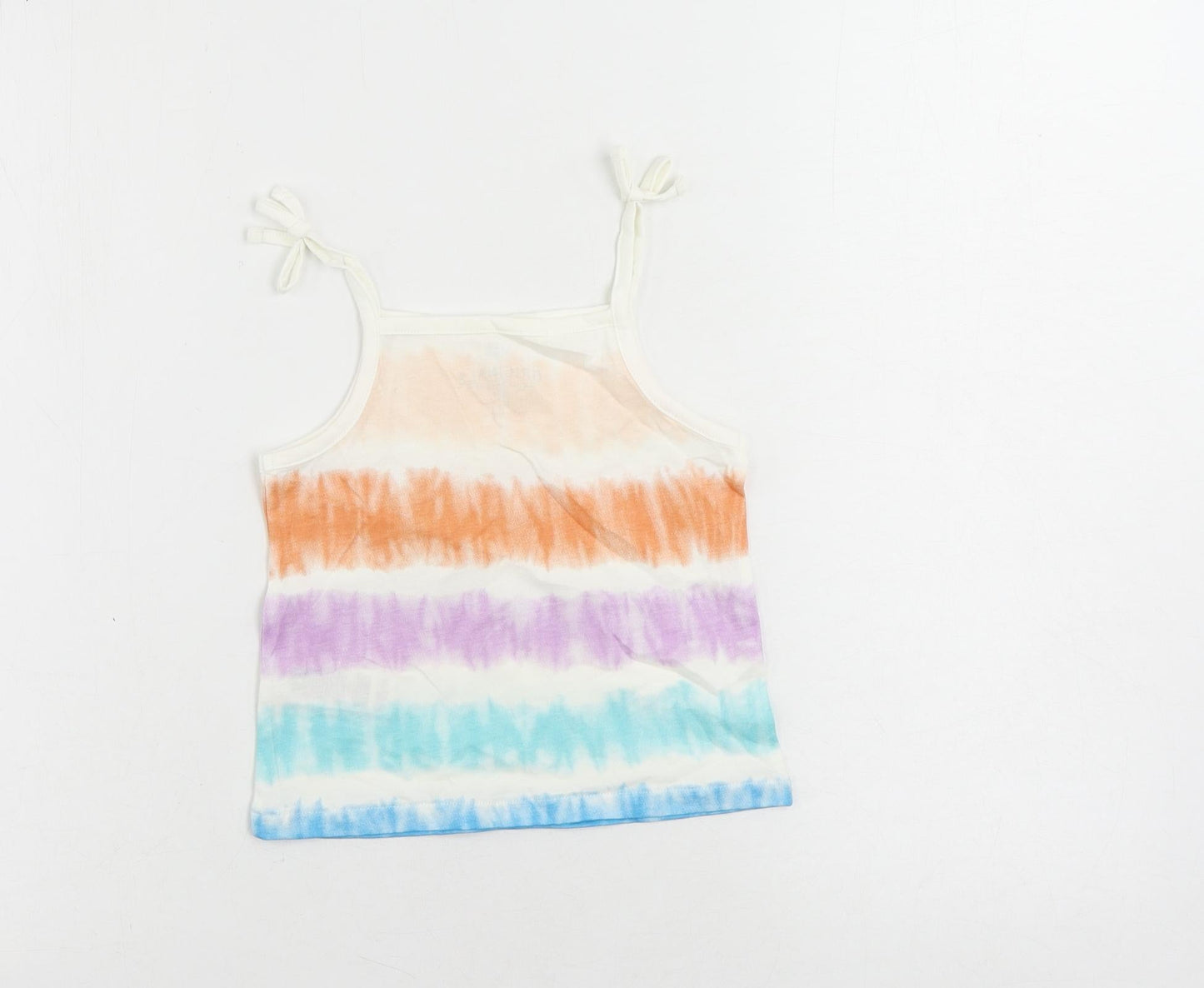 Marks and Spencer Girls Multicoloured Striped Cotton Camisole Tank Size 2-3 Years Square Neck Pullover - Tie Dye