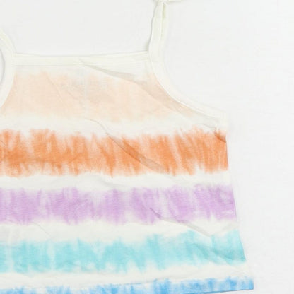 Marks and Spencer Girls Multicoloured Striped Cotton Camisole Tank Size 2-3 Years Square Neck Pullover - Tie Dye