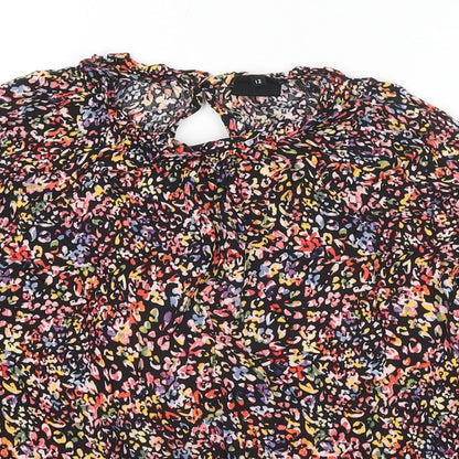 John Lewis Womens Multicoloured Floral Viscose Basic Blouse Size 12 Round Neck