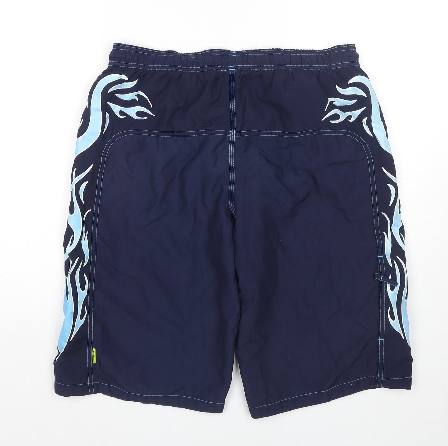 Speedo Boys Blue Polyester Utility Shorts Size XL L12 in Regular Drawstring - Flames Swim Shorts Label Size YBXL
