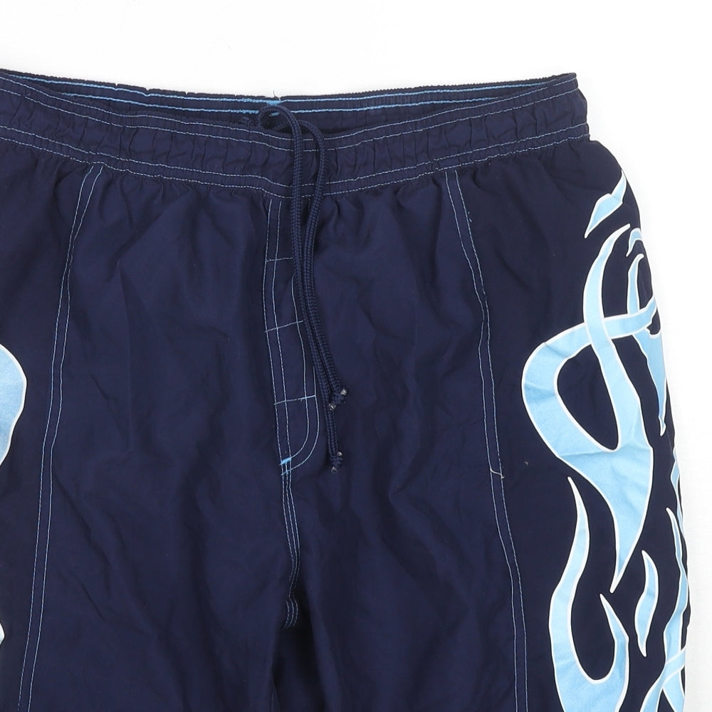 Speedo Boys Blue Polyester Utility Shorts Size XL L12 in Regular Drawstring - Flames Swim Shorts Label Size YBXL