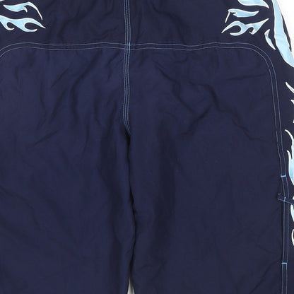 Speedo Boys Blue Polyester Utility Shorts Size XL L12 in Regular Drawstring - Flames Swim Shorts Label Size YBXL