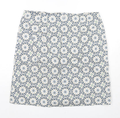 Ann Taylor Womens Multicoloured Floral Cotton A-Line Skirt Size 10 Zip