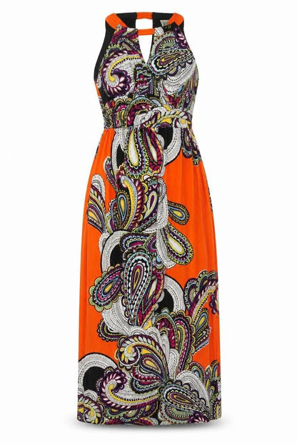 Emma & Michele Womens Multicoloured Paisley Polyester Maxi Size S Round Neck Pullover