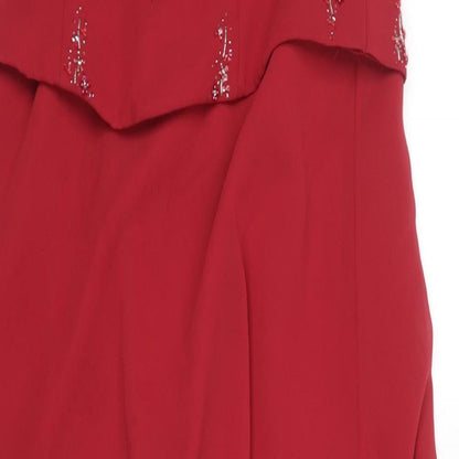 Imogene Holland Womens Red Polyester Ball Gown Size 14 Sweetheart Zip - Beaded Detail