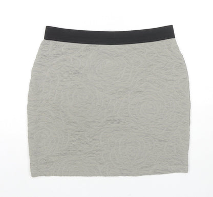 Silence + Noise Womens Green Geometric Viscose Mini Skirt Size M