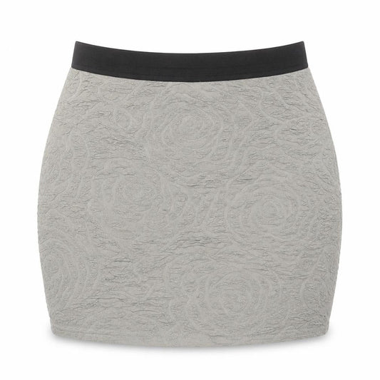Front view of Silence + Noise women’s green geometric viscose mini skirt, size M