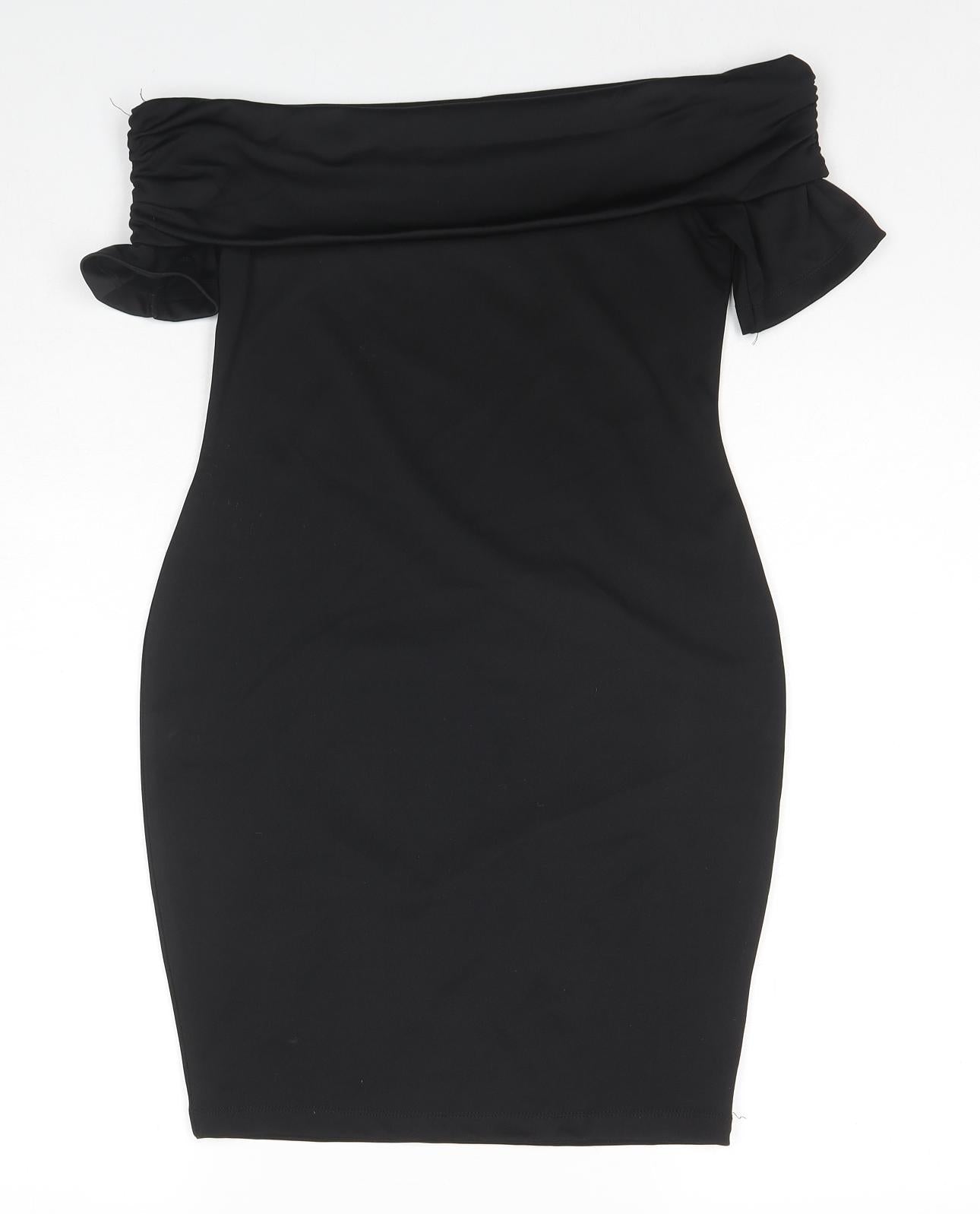 ASOS Womens Black Polyester Bodycon Size 12 Off the Shoulder Pullover - Strapless