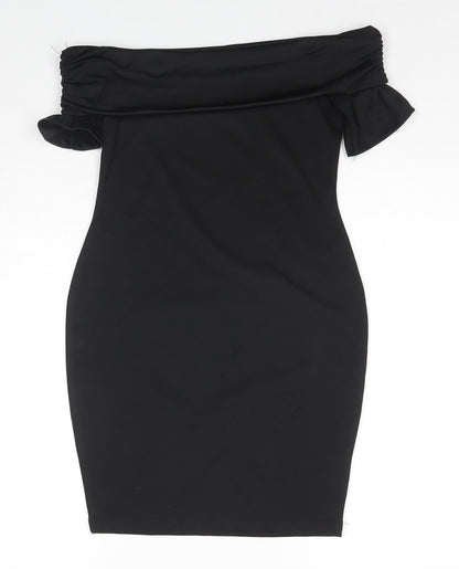 ASOS Womens Black Polyester Bodycon Size 12 Off the Shoulder Pullover - Strapless