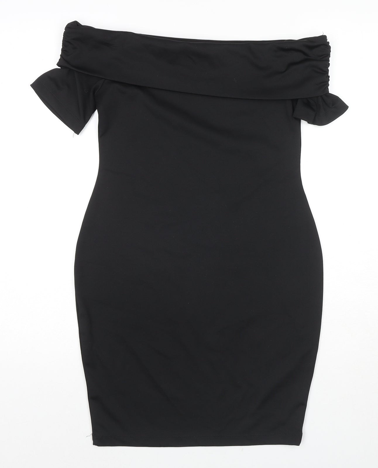 ASOS Womens Black Polyester Bodycon Size 12 Off the Shoulder Pullover - Strapless