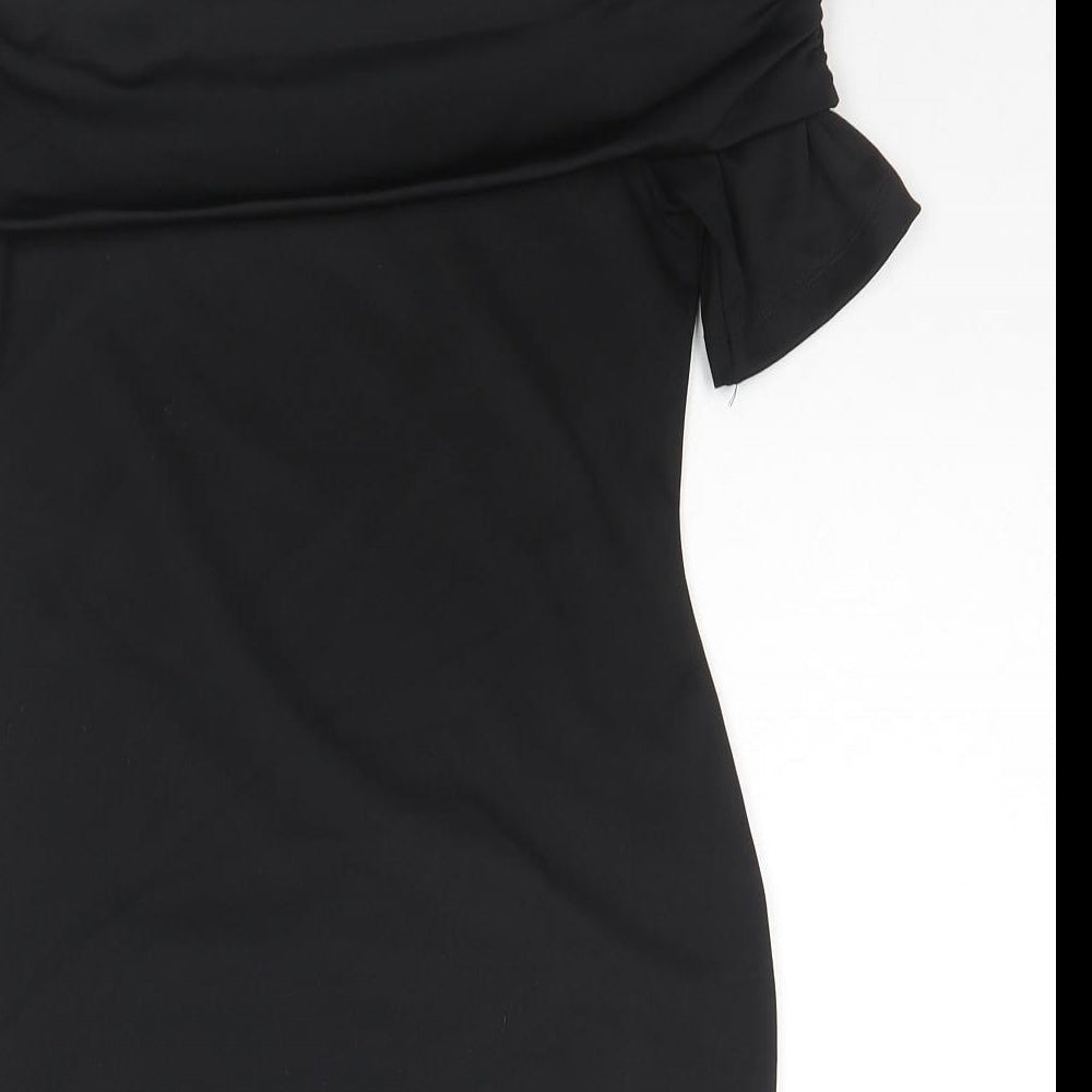 ASOS Womens Black Polyester Bodycon Size 12 Off the Shoulder Pullover - Strapless