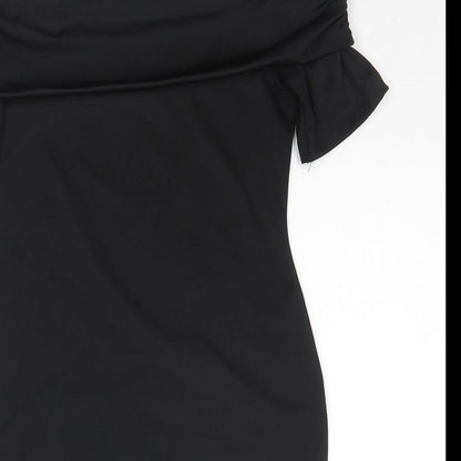 ASOS Womens Black Polyester Bodycon Size 12 Off the Shoulder Pullover - Strapless