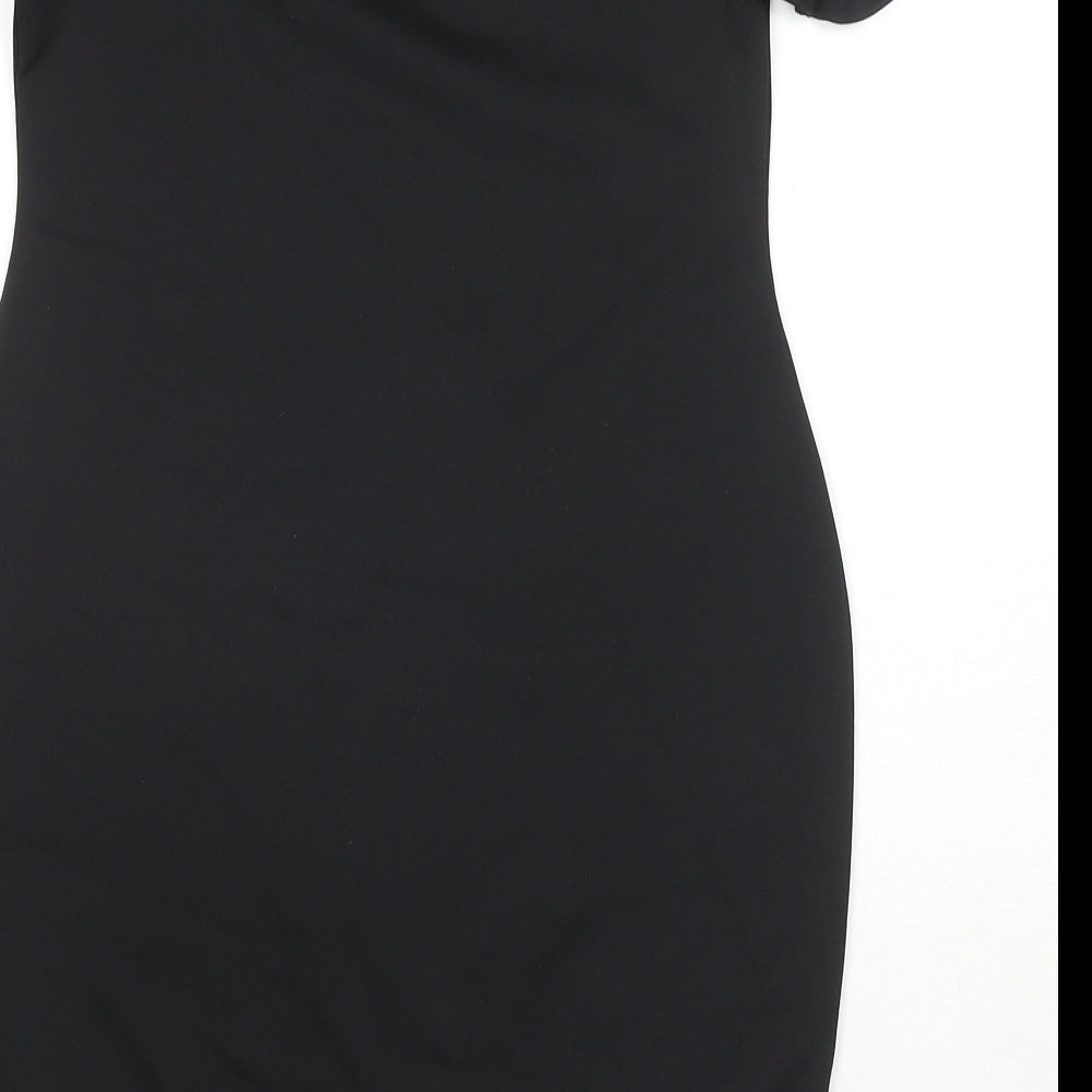 ASOS Womens Black Polyester Bodycon Size 12 Off the Shoulder Pullover - Strapless